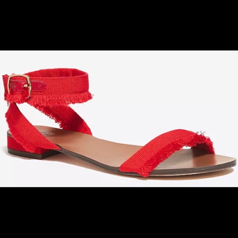 J.Crew Raw-edge grosgrain Sandals in Fiery Sunset
